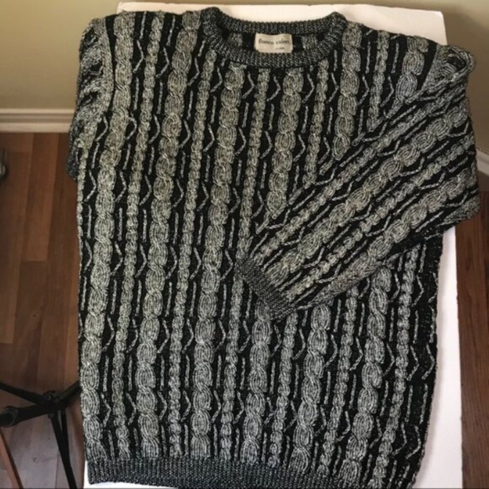 Franco Valeri Vintage 80s Cable Knit Metallic Knit Sweater Top Tunic Chunky Rare - Picture 6 of 15
